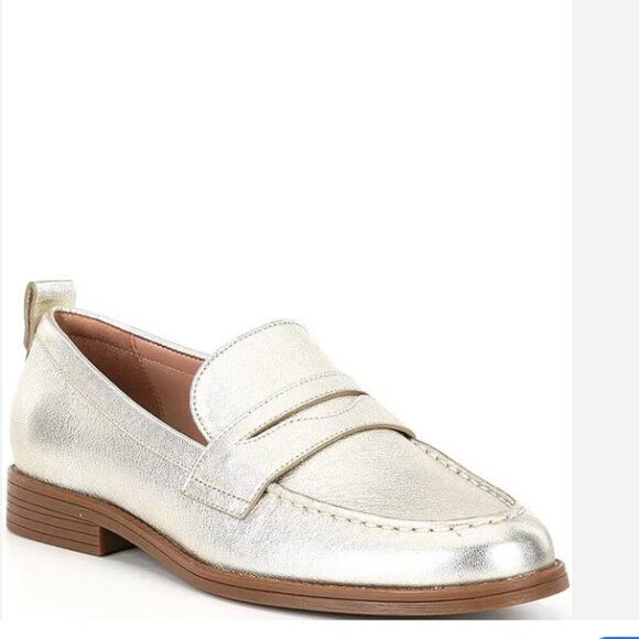 New Cole Haan Stassi Gold Leather Coastal Nautical Penny Loafer Shoes Size 9.5 - Picture 1 of 5